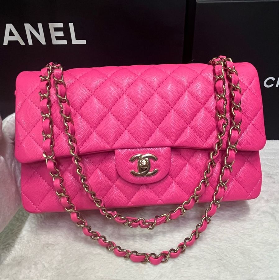 Chanel cf25芭比粉淡金扣~(晶片款)-30