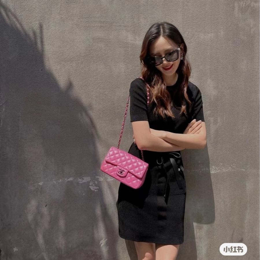 Chanel cf25芭比粉淡金扣~(晶片款)-31