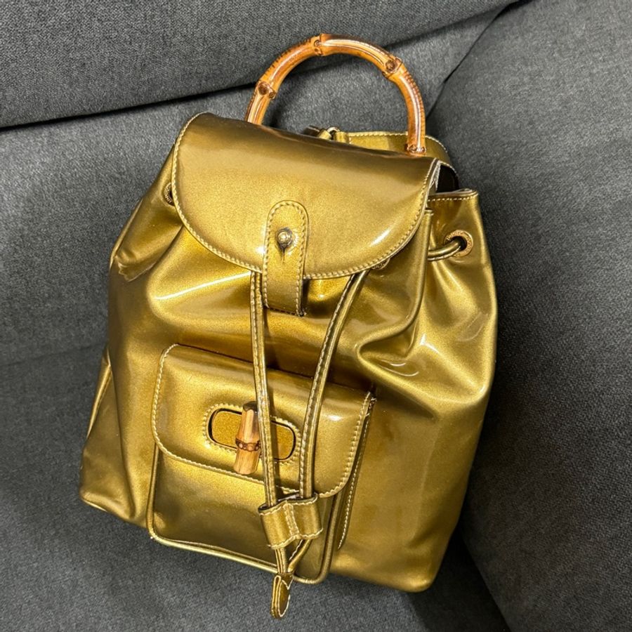 (極新) GUCCI 古馳 竹節包 後背包🎒 背包 雙肩包-21