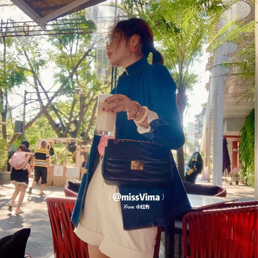 Chanel 香奈兒 黑金 金釦 魚鱗紋 波浪紋 CF 鏈條包 斜背包 肩背包 側背包 手提包-9