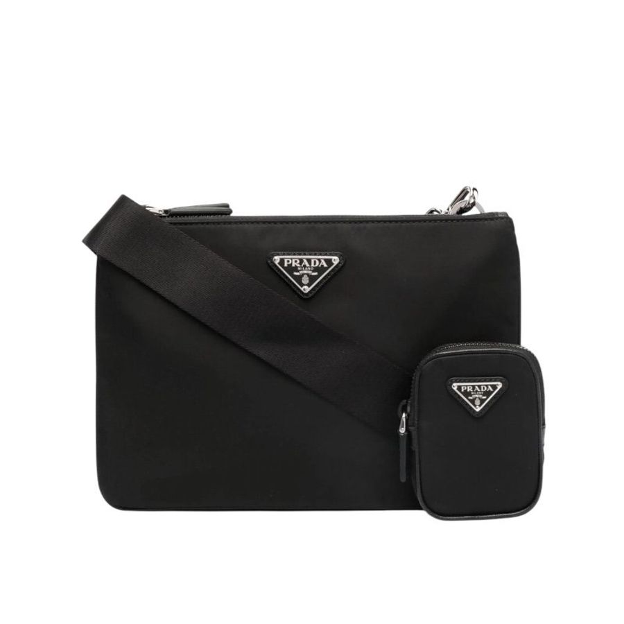 ⏰限時特賣價🌺Prada 2VH120 大款環保再生尼龍雙層斜背包 附萬用袋掛飾-9