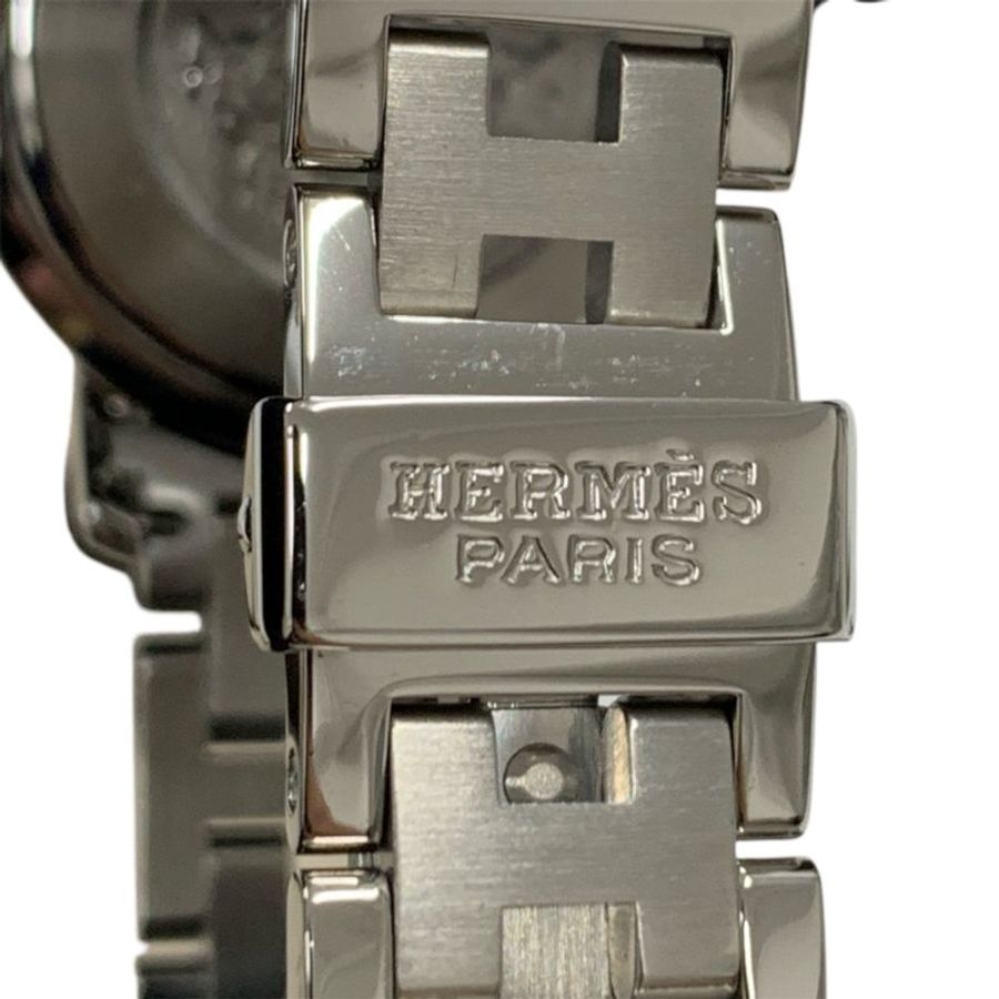 HERMES 愛馬仕 CLIPPER CL4.210 不鏽鋼 石英 電池式 淺棕色錶盤 銀色錶帶 女錶-8