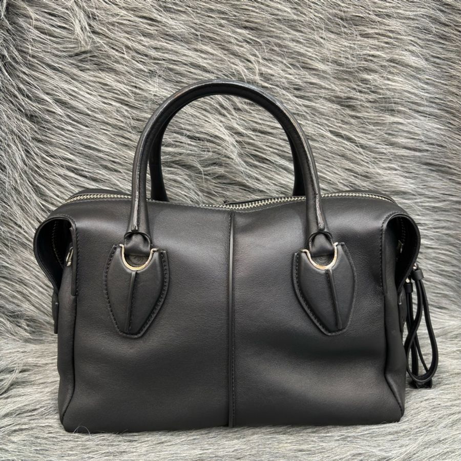 TODS D-STYLING 黑色牛皮 肩背包斜背包手提包拉鍊包-2