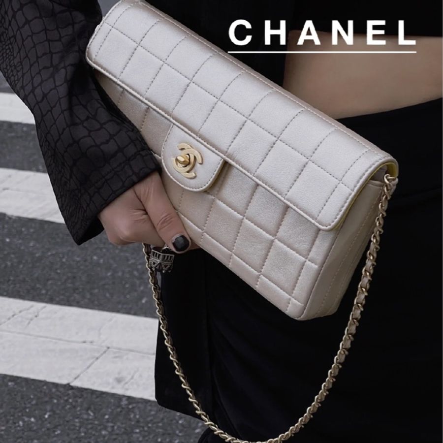 Chanel 香奈兒 Vintage 老香 香檳金 冰格包 側背包 法棍包 腋下包 肩背包 手提包-8