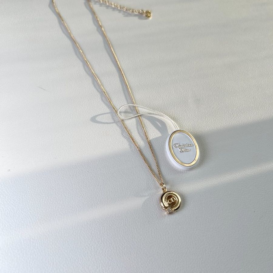 Dior CD鍍金簡約圓形水鑽頸鏈項鏈 日本中古Vintage 情人節禮物-6