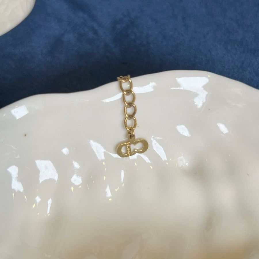 Dior橢圓形水鑽CD吊墜頸鏈項鏈 情人節禮物 美品 中古正品vintage-3