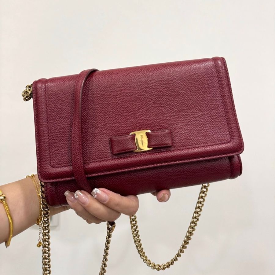 Salvatore Ferragamo 菲拉格慕 Vara Bow WOC 蝴蝶結 紅色 側背包 斜背包 肩背包 鏈條包-1