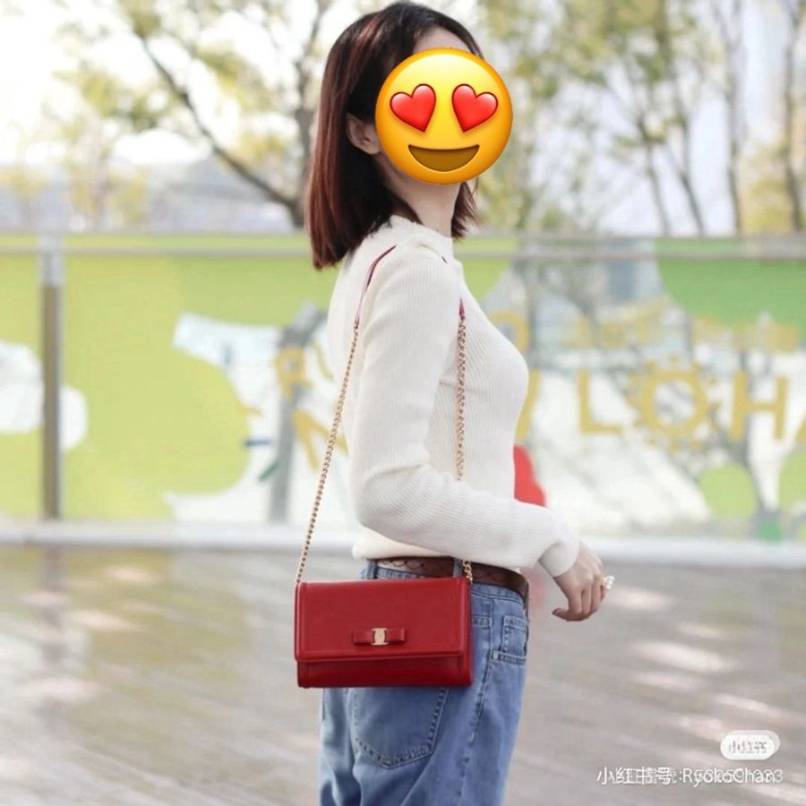 Salvatore Ferragamo 菲拉格慕 Vara Bow WOC 蝴蝶結 紅色 側背包 斜背包 肩背包 鏈條包-3