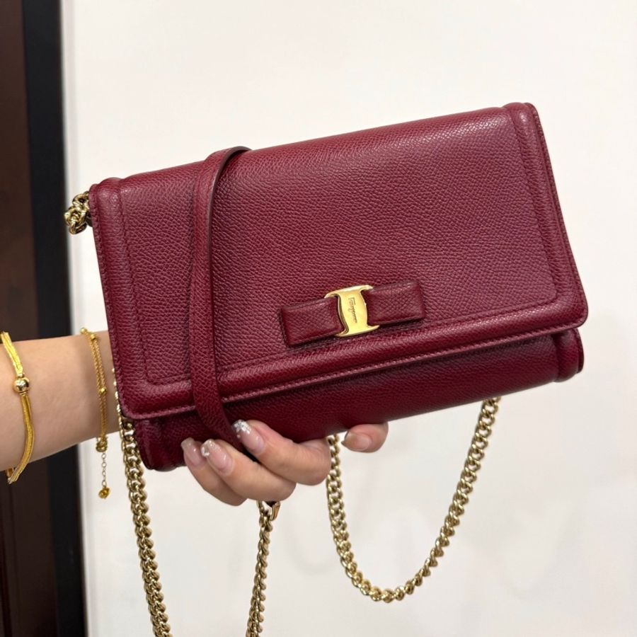 Salvatore Ferragamo 菲拉格慕 Vara Bow WOC 蝴蝶結 紅色 側背包 斜背包 肩背包 鏈條包-13