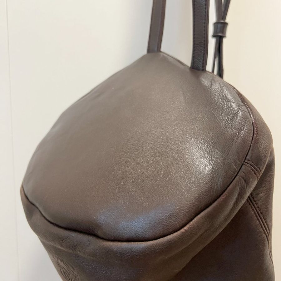 Loewe深啡色軟滑小羊皮背包肩背袋 日本中古二手vintage-4