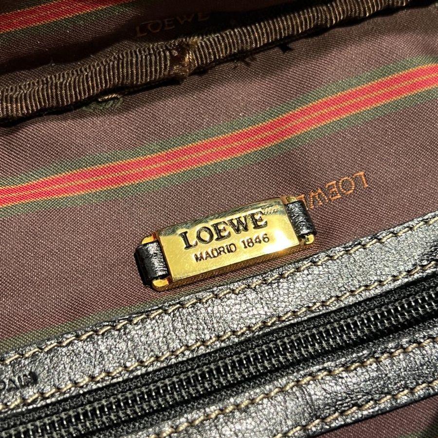 Loewe黑色橢圓蛇骨手提袋肩背包 送肩帶 日本二手Vintage-3