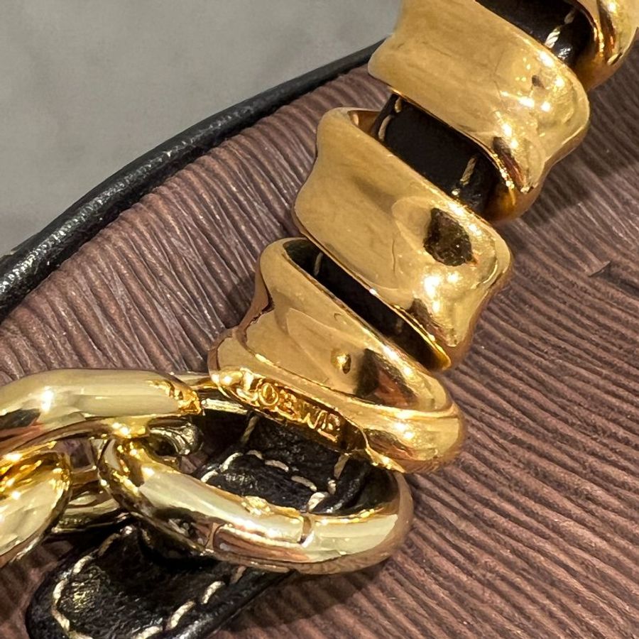 Loewe黑色橢圓蛇骨手提袋肩背包 送肩帶 日本二手Vintage-6