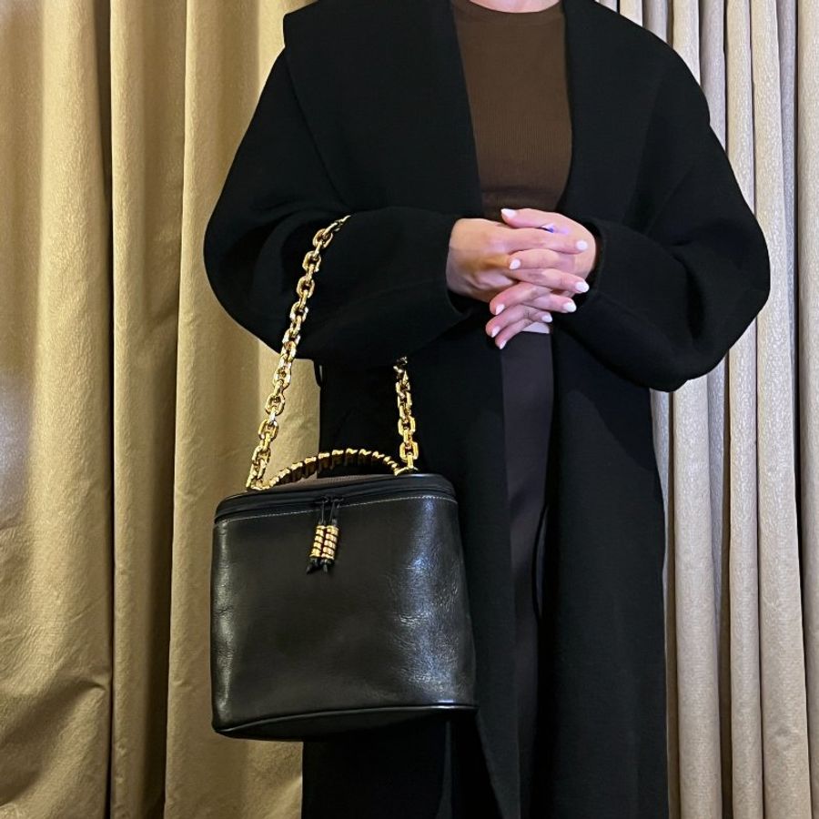Loewe黑色橢圓蛇骨手提袋肩背包 送肩帶 日本二手Vintage-8