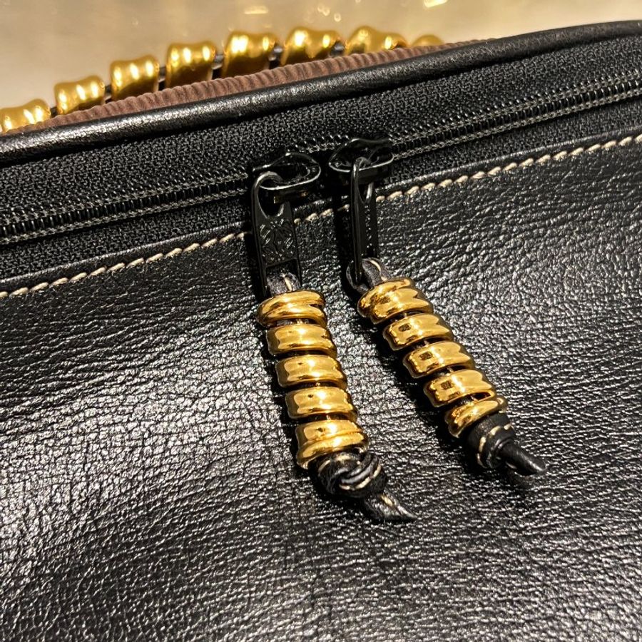 Loewe黑色橢圓蛇骨手提袋肩背包 送肩帶 日本二手Vintage-11