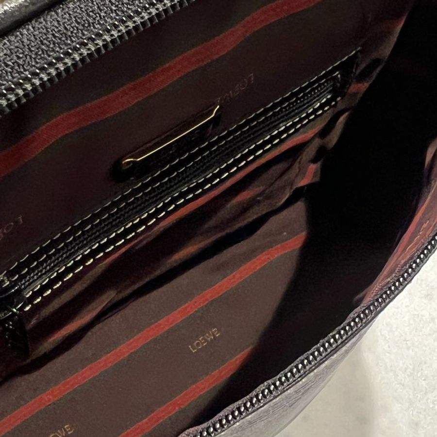 Loewe黑色橢圓蛇骨手提袋肩背包 送肩帶 日本二手Vintage-13