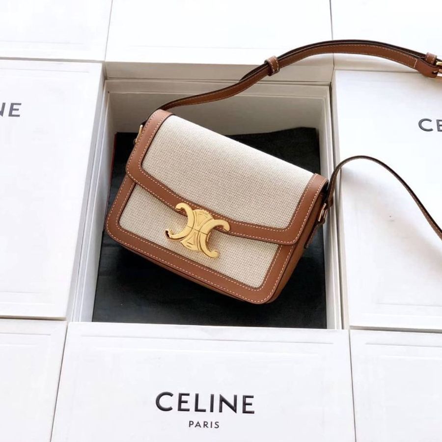 Celine Triomphe Teen 帆布拼色-0