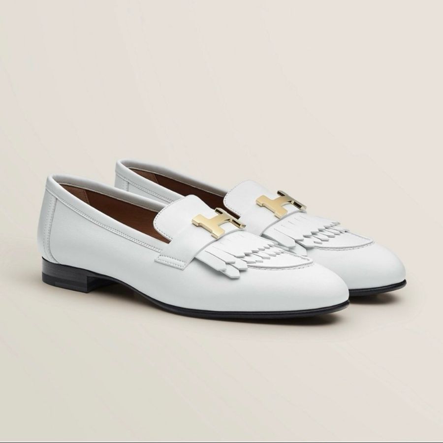 全新 現貨 🧡 Hermes Royal Loafer 流蘇 H Constance皮鞋 樂福鞋 白色 36.5 👞-6