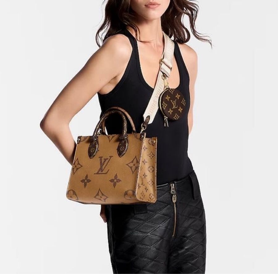 LV M46373 ONTHEGO PM 老花 小款 兩用托特包*少用9成新 割愛 時髦百搭可愛 #男女都適用 尺寸 25*19*11.5CM 有防塵袋 ,盒子-0