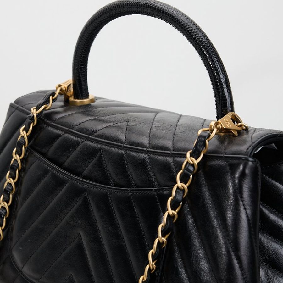 Chanel Coco Handle 28黑金/小牛皮蜥蜴手柄-27