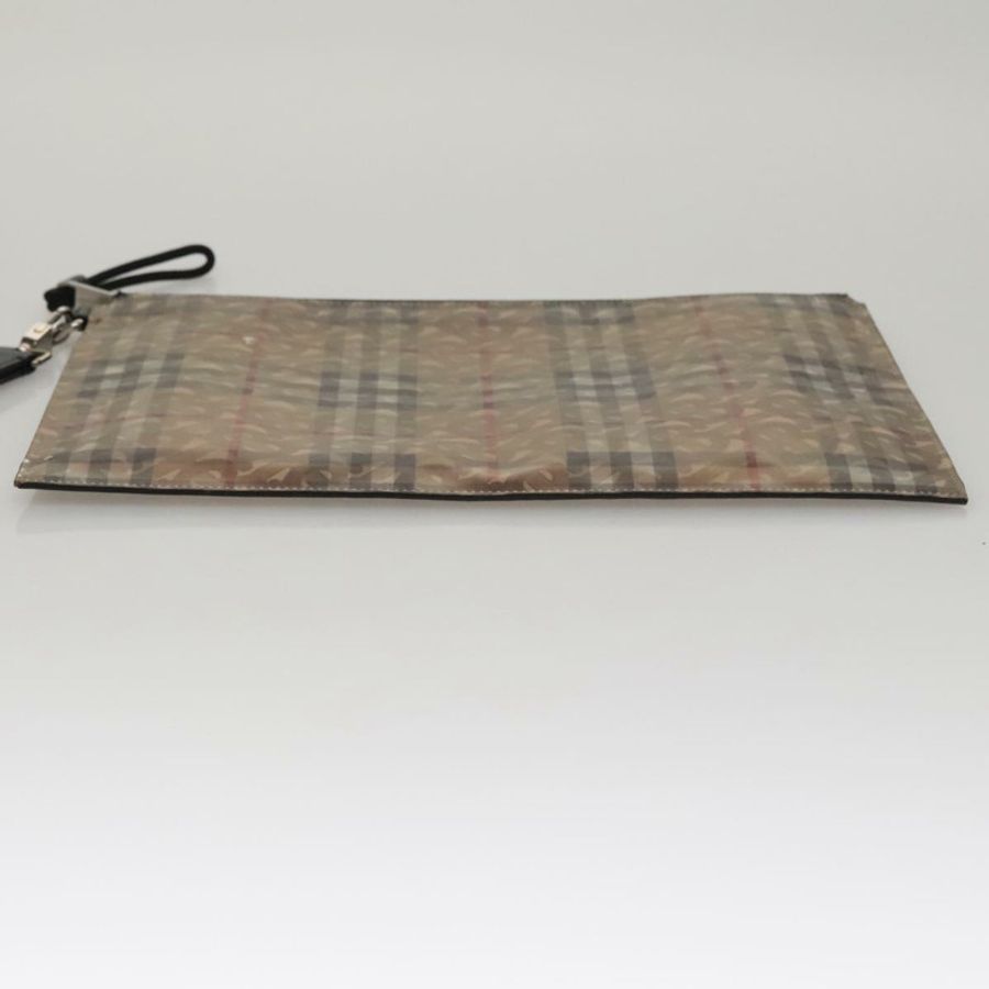 【日本直送】BURBERRY 全像手拿包,乙烯基材質,米色/銀色,正品,貨號 108012-4