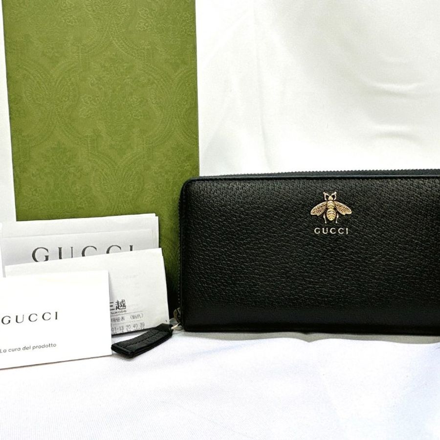 GUCCI ANIMALIER蜜蜂皮革拉鍊長夾-0