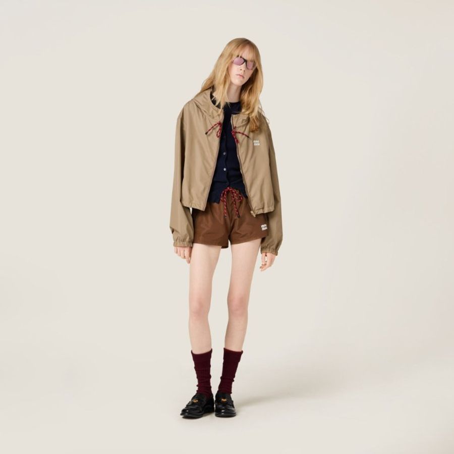 Miu Miu Clay Grey Technical Fabric Blouson Jacket 科技布料 功能性織物束腰外套-0