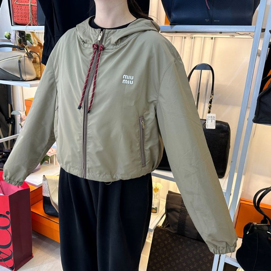 Miu Miu Clay Grey Technical Fabric Blouson Jacket 科技布料 功能性織物束腰外套-2