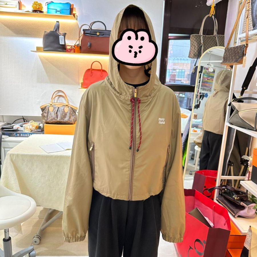Miu Miu Clay Grey Technical Fabric Blouson Jacket 科技布料 功能性織物束腰外套-9