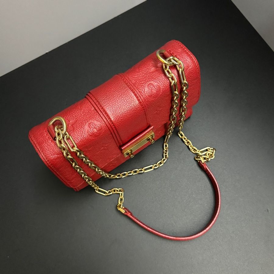 (全新品等級 超甜釋出) LV 紅老花 壓印質感 斜背包+單肩包+腋下包-8