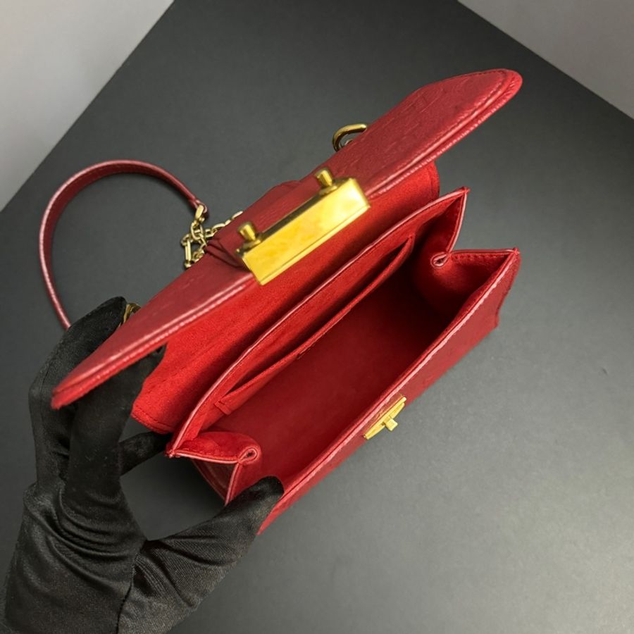 (全新品等級 超甜釋出) LV 紅老花 壓印質感 斜背包+單肩包+腋下包-10