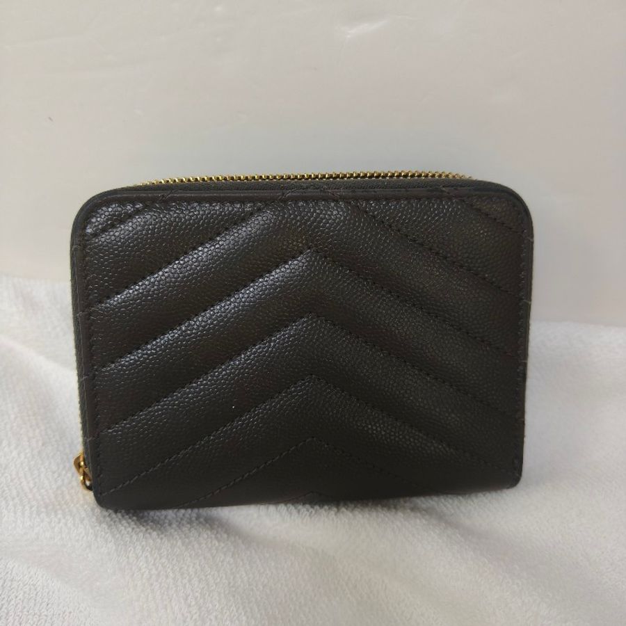 ✨YSL✨SAINT LAURENT 聖羅蘭 褐綠色 魚子醬 對折 短夾 皮夾 錢包/二手精品/二手皮夾/保證正品🌳二手樹屋🌳-2