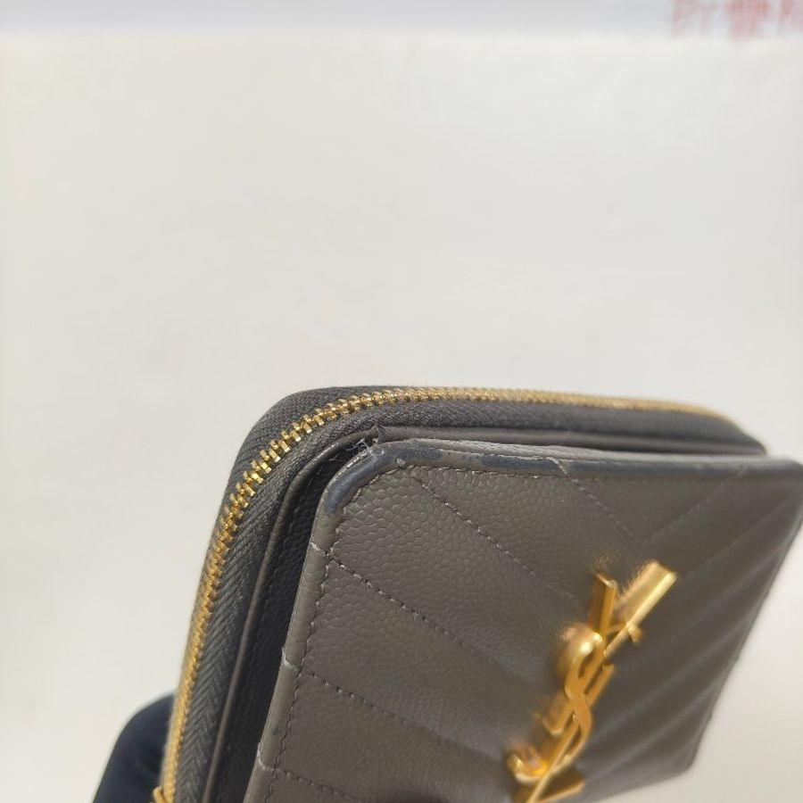 ✨YSL✨SAINT LAURENT 聖羅蘭 褐綠色 魚子醬 對折 短夾 皮夾 錢包/二手精品/二手皮夾/保證正品🌳二手樹屋🌳-7