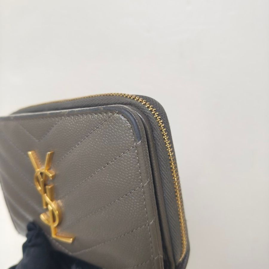 ✨YSL✨SAINT LAURENT 聖羅蘭 褐綠色 魚子醬 對折 短夾 皮夾 錢包/二手精品/二手皮夾/保證正品🌳二手樹屋🌳-9