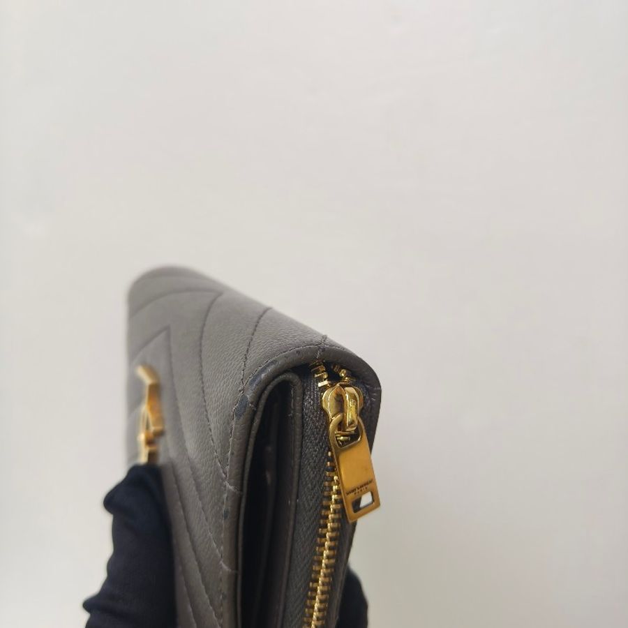 ✨YSL✨SAINT LAURENT 聖羅蘭 褐綠色 魚子醬 對折 短夾 皮夾 錢包/二手精品/二手皮夾/保證正品🌳二手樹屋🌳-11