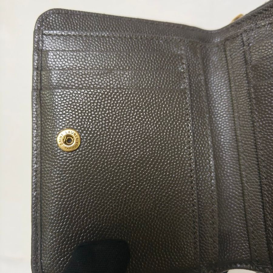 ✨YSL✨SAINT LAURENT 聖羅蘭 褐綠色 魚子醬 對折 短夾 皮夾 錢包/二手精品/二手皮夾/保證正品🌳二手樹屋🌳-23