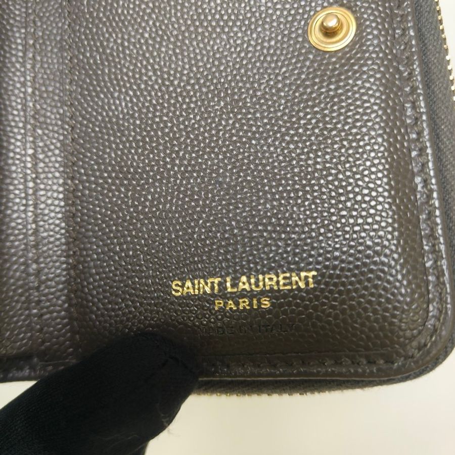 ✨YSL✨SAINT LAURENT 聖羅蘭 褐綠色 魚子醬 對折 短夾 皮夾 錢包/二手精品/二手皮夾/保證正品🌳二手樹屋🌳-25