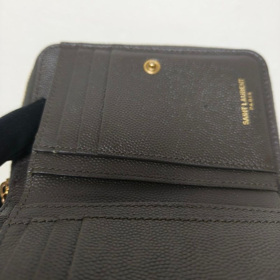 ✨YSL✨SAINT LAURENT 聖羅蘭 褐綠色 魚子醬 對折 短夾 皮夾 錢包/二手精品/二手皮夾/保證正品🌳二手樹屋🌳-28