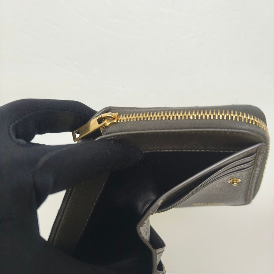 ✨YSL✨SAINT LAURENT 聖羅蘭 褐綠色 魚子醬 對折 短夾 皮夾 錢包/二手精品/二手皮夾/保證正品🌳二手樹屋🌳-29