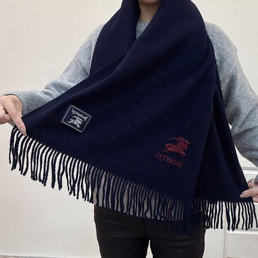 BURBERRY 純羊毛 經典格紋 羊毛圍巾 披肩 流蘇 頸巾 保暖毯-14