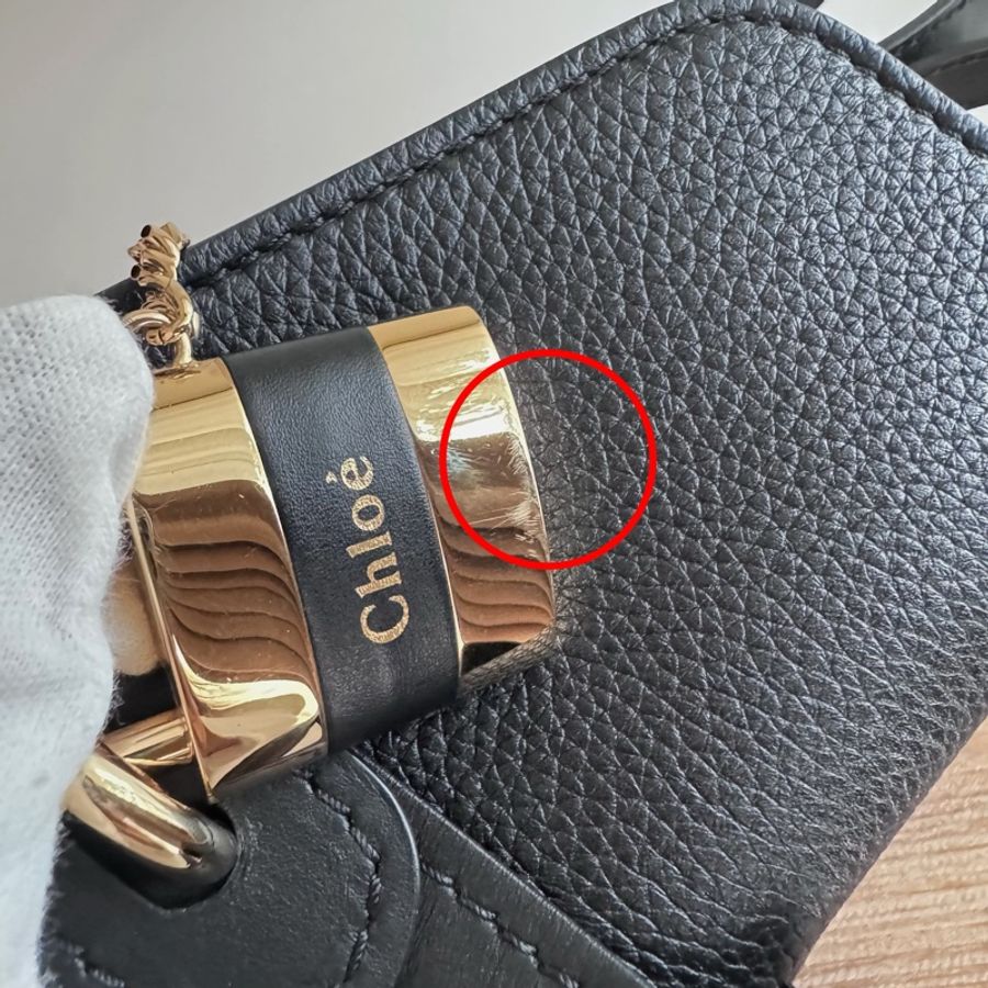 便宜賣 Chloe Aby 大容量黑色百搭鎖頭包 可肩背斜背手提-11