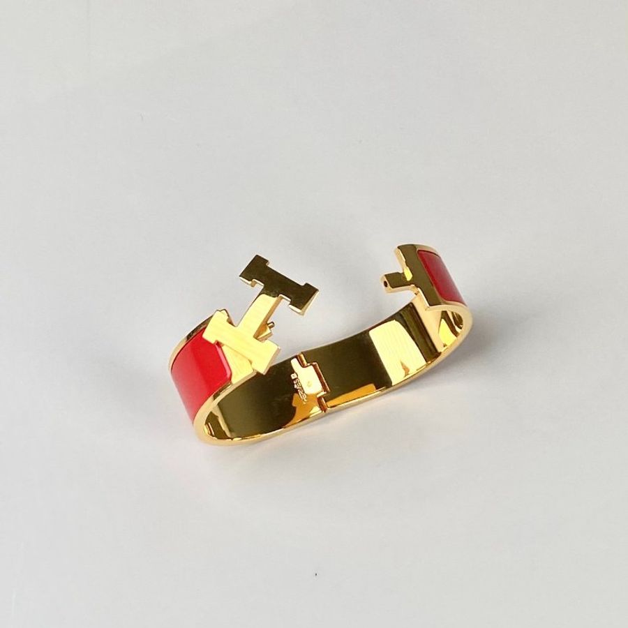 HERMES Clic Clac H 紅色 金色 手鐲 PM-3