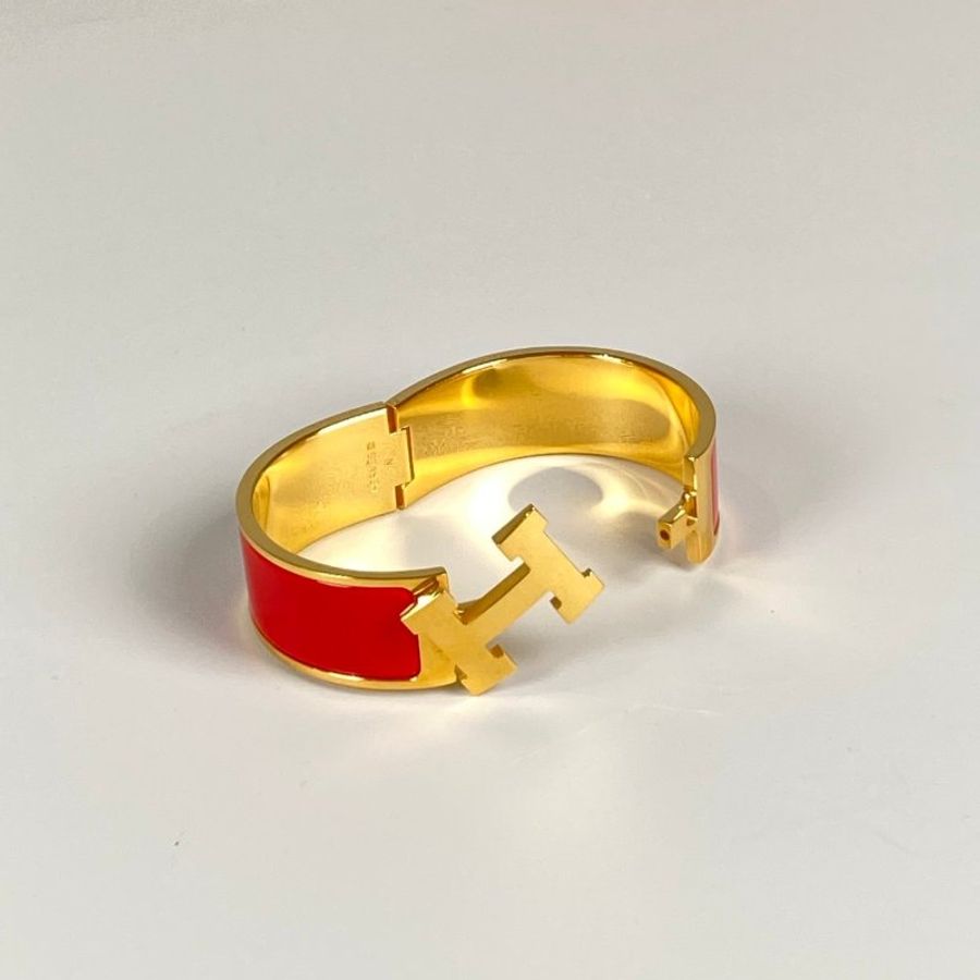 HERMES Clic Clac H 紅色 金色 手鐲 PM-4