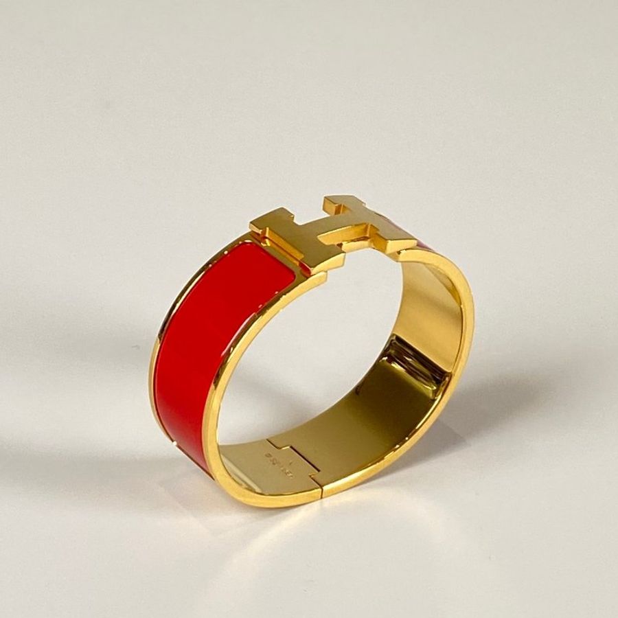 HERMES Clic Clac H 紅色 金色 手鐲 PM-5