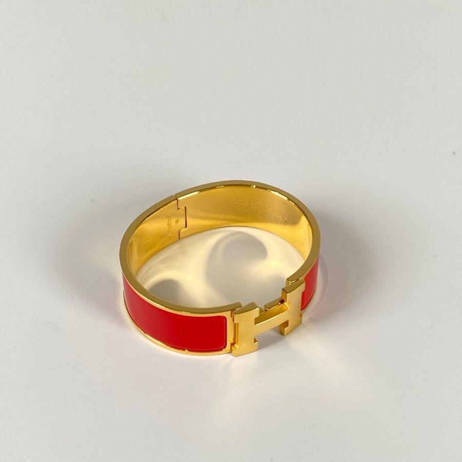 HERMES Clic Clac H 紅色 金色 手鐲 PM-6