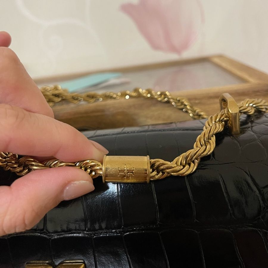 TB Tory Burch Eleonor 牛皮鱷魚紋鏈條肩背包-1