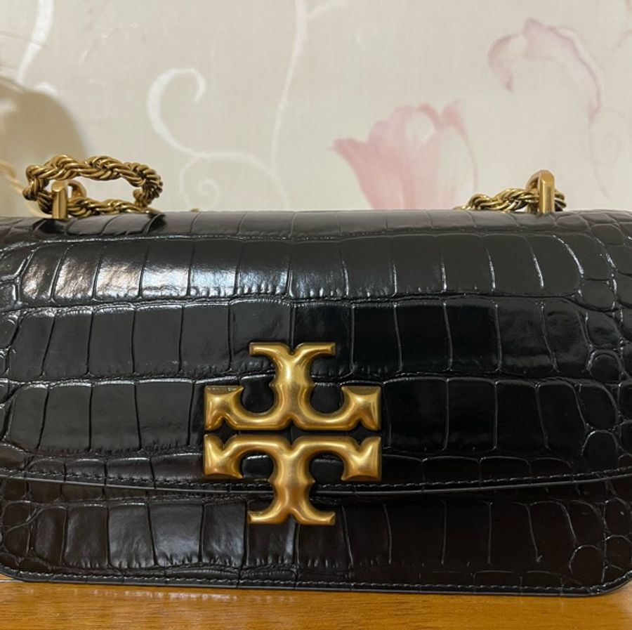 TB Tory Burch Eleonor 牛皮鱷魚紋鏈條肩背包-7