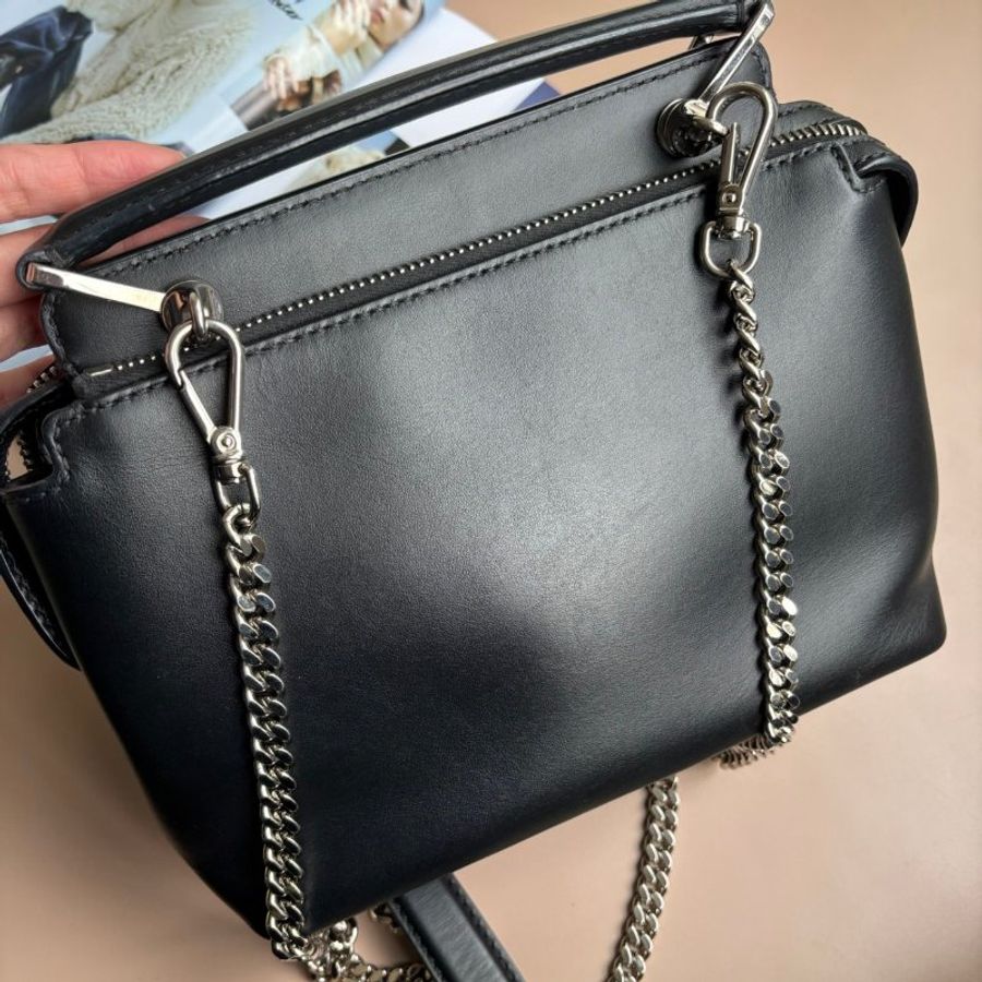 ::FENDI:: Fendi Dot Com Click Faces  黑色皮革手提兩用包-3
