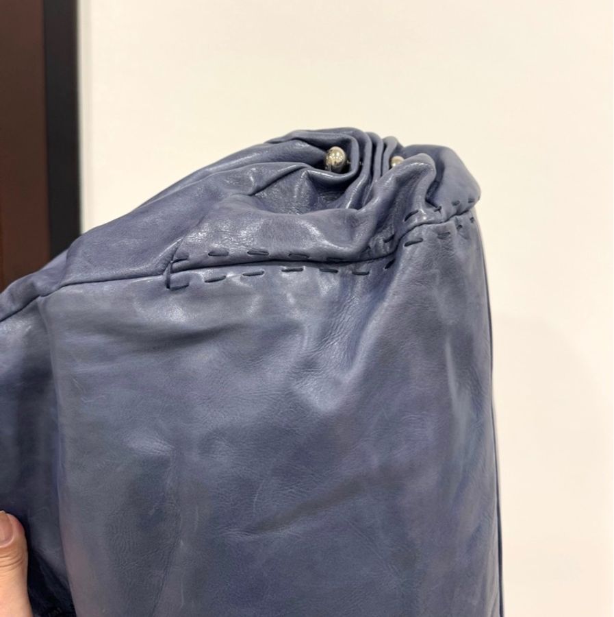 TODS 藍色 油亮 復古牛皮 手提包 購物包 購物袋 托特包 肩背包 側背包-11