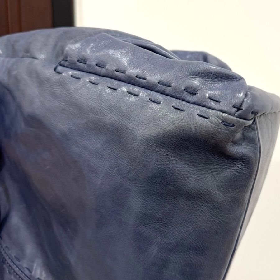 TODS 藍色 油亮 復古牛皮 手提包 購物包 購物袋 托特包 肩背包 側背包-14