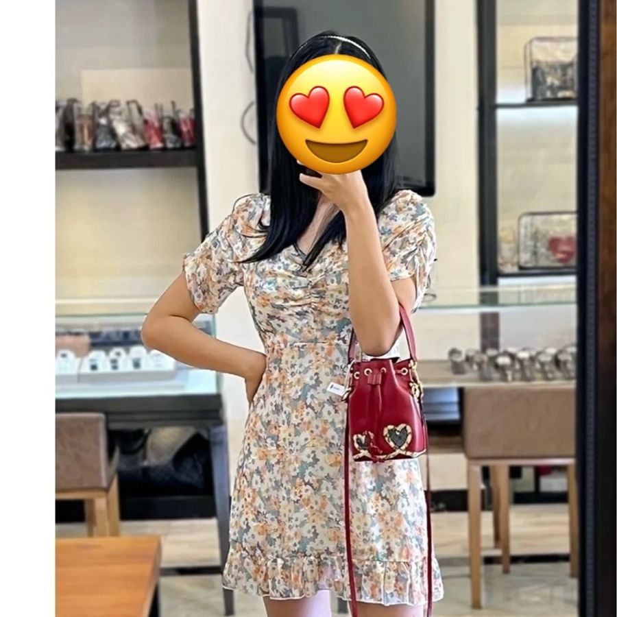 Fendi mon tresor mini 水桶包 红 金釦 蛇皮 愛心 手提包 斜背包 肩背包 側背包 迷你水桶包-7